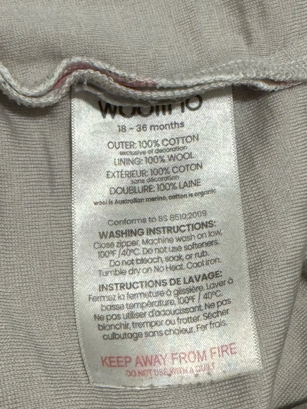 Woolino Merino Wool Baby Sleeping Bag - 4 Season Butterfly print 18-36 month